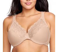 Glamorise Low Cut Wonderwire Lace Bra Underwire #1240, Sujetador Plunge Mujer, Beige (Cafe), 115E