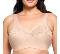 Glamorise MagicLift #1001-Sujetador de algodón sin Varillas Sujetador de Cobertura Completa, Beige (café), 36H para Mujer