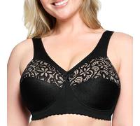 Glamorise MagicLift Sujetador de algodón sin Aros #1001 Cobertura Completa, Opaco, Negro, 52J para Mujer
