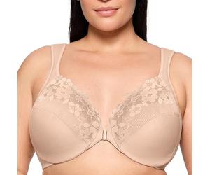 Glamorise Wonderwire Coton Clip Frontal Armature #1241 Plunge Bra, Opaco, Carne, 110D para Mujer