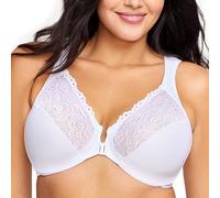 Glamorise Front Close Underwire Bra, Sujetador con copa completa para Mujer, Blanco, 100B