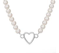 Glamorous For Women's Accessory Impresionante collar hueco en forma de corazón hecho de perlas de imitación (blanco)