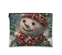 Glamorous Snow Man - Neceser de maquillaje para mujer, organizador portátil de lona con cremallera, bolsa de aseo de invierno y Navidad, Varios colores, 7x9 Inch, Hombre de nieve