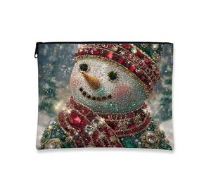 Glamorous Snow Man - Neceser de maquillaje para mujer, organizador portátil de lona con cremallera, bolsa de aseo de invierno y Navidad, Varios colores, 7x9 Inch, Hombre de nieve