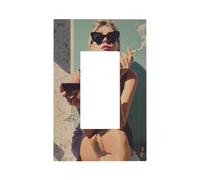 Glamorous Woman Confidently On Toilet Light Switch Wall Plate Cover Single Rocker 1 Gang Decorator Outlet Receptacle Covers for Home Kitchen Room Bathroom Decor