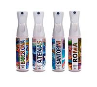 GLAMOUR PARFUM - Pack 4 Ambientadores de Hogar - Fragancia Barcelona, Atenas, Santorini y Roma - 4 x 300 ml - Pack Mediterráneo - Ambientadores Textiles en Spray - Reutilizable