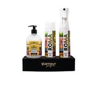 GLAMOUR PARFUM - Pack Ambientador Textil + Recambio 300 ml + Jabón de Manos 500 ml - Ambientador Hogar Roma - Aroma Floral y Manzana Verde - para Pulverizar en la Cama o en Cortinas