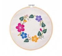 GlamourYard Bordado a mano 1 paquete con estampado floral aros de tela algodón, hilos colores y herramientas for manualidades costura Manualidades para mujeres(Flowers 2)