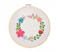 GlamourYard Bordado a mano 1 paquete con estampado floral aros de tela algodón, hilos colores y herramientas for manualidades costura Manualidades para mujeres(Flowers 3)