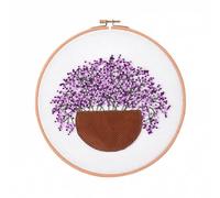 GlamourYard Bordado a mano 1 paquete con patrón e instrucciones Juego de punto cruz Gama completa kits estampados ropa flores azules Aros Manualidades para mujeres(Purple Flowers)