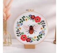 GlamourYard Bordado a mano Corona floral de abeja. Gama completa kits punto cruz estampados que incluyen tela con patrón Manualidades para mujeres(Kit 4)