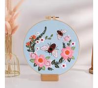 GlamourYard Bordado a mano Corona floral de abeja. Gama completa kits punto cruz estampados que incluyen tela con patrón Manualidades para mujeres(Kit 3)