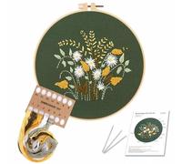 GlamourYard Bordado a mano Crisantemo, gama completa de kits punto cruz estampados, que incluyen tela con patrón, bastidor, colores, hilos y herramientas Manualidades para mujeres(Bee 1)