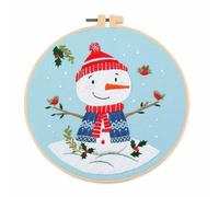 GlamourYard Bordado a mano Estampado con patrón Feliz Navidad Hongo Flor Aros Tela Color Hilos Punto de Cruz Costura Arte Estudiantes Manualidades para mujeres(#5)