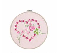 GlamourYard Bordado a mano Fibra de algodón DIY con patrón estampado, hilos y agujas colores for aro, serie flores tradicionales chinas Manualidades para mujeres(Flowers 4)