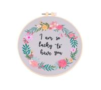 GlamourYard Bordado a mano Iniciadores estampados con patrón de flor amor San Valentín aros, hilos colores tela Manualidades para mujeres(#3)