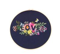 GlamourYard Bordado a mano Iniciadores estampados con patrón de flor amor San Valentín aros, hilos colores tela Manualidades para mujeres(#4)