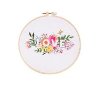 GlamourYard Bordado a mano Iniciadores estampados con patrón de flor amor San Valentín aros, hilos colores tela Manualidades para mujeres(#1)