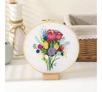 GlamourYard Bordado a mano Ramo con flores. Gama completa de kits punto cruz estampados, incluyendo tela patrón Manualidades para mujeres(Flower 1)