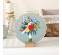 GlamourYard Bordado a mano Ramo con flores. Gama completa de kits punto cruz estampados, incluyendo tela patrón Manualidades para mujeres(Flower 8)