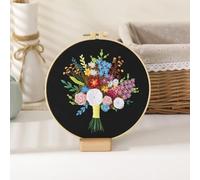 GlamourYard Bordado a mano Ramo con flores. Gama completa de kits punto cruz estampados, incluyendo tela patrón Manualidades para mujeres(Flower 4)