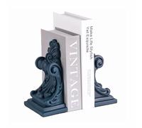 GlamourYard Decoración para el Porche Delantero Sujetalibros Resistente con Formas geométricas y Arte de Talla capitel Griego, Color Azul neblina único Esculturas Decorativas Modernas