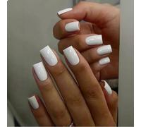 GlamRays 24 uñas postizas cortas de color blanco puro, extracortas, ovales, cuadradas, naturales, uñas de gel brillante, acrílico, trasparentes