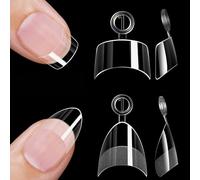 GlamRays 240Pcs Uñas de Almendra de Media Cubierta Corta & 240Pcs Puntas de Uñas Cuadradas Pequeñas Gel x Transparente Set, Uñas de Almendra Preformadas XS Puntas de Uñas Cuadradas