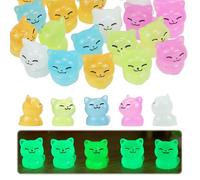 GlamRays 30 minifiguras luminosas de gatos, de silicona, pequeñas figuras de animales, estatuas luminosas de gatos, para proyectos de bricolaje, casa de muñecas, decoración del hogar