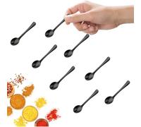 GlamRays 8 Piezas de Cucharas de Acero Inoxidable para Botes de Especias, Tamaño Mini 7,5CM, Pequeñas Cucharas de Acero Inoxidable para Especias, Sal, Prácticas Mini Cucharas (Negro)