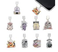 GlamRays 9 Piezas USB Tipo C Tapones Antipolvo Tema Fantasma Halloween para Kindle, E-Readers, Smartphones y Tablets Reutilizables, Fáciles de Colocar, Resistentes a Arañazos