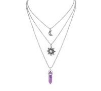 GlamRays collar gótico de sol y luna para mujer, colgantes de cristal, accesorios Y2k, joyería en capas, luna creciente, brujas góticas, multicolor, L