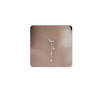 GlamRays Collar largo de estrella Tiantian para mujer, collar de oro delicado chapado en oro, gargantilla, estrella de luna, collar de joyería, collar estético, plata, L