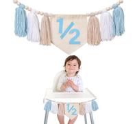 GlamRays Trona de cumpleaños 1/2 Banner - Decoraciones de fiesta de medio cumpleaños para niños, medio camino a una fiesta decoraciones, guirnalda de trona de 1/2 cumpleaños