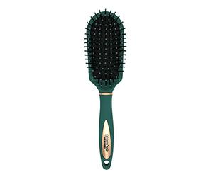 Glam'Up Paris - Cepillo de pelo redondo verde rosa oro - Cepillo de pelo desenredante con asa, cepillo mediano modelo con fuelle redondo, 23 x 7 x 3,5 cm, verde rosa oro