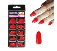 Glam'Up Paris - Uñas postizas - Cobertura completa - Fácil de usar - 100 piezas - Forma de almendra - Rojo