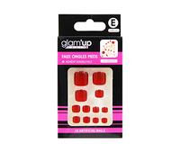 Glam'Up Paris - Uñas postizas para pies - Cobertura completa - Fácil de usar - 24 uñas postizas por caja + adhesivos de doble cara - Forma cuadrada redondeada - N º 192 - Rojo