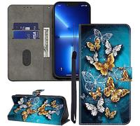 GLANDOTU Funda de piel para Xiaomi Redmi A2 / Redmi A1, funda con ranuras para tarjetas, patrón de solapa, motivos, cartera, funda protectora compatible con Xiaomi Redmi A2, mariposa verde