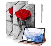 GLANDOTU Funda para Samsung Galaxy Tab A7 10.4 Pulgadas 2022/2020 Folio Funda de Cuero Funda Galaxy Tab A7 Soporte para Lápiz Soporte Cartera Funda para SM-T500 / T505 / T507 Funda - Rosa Roja