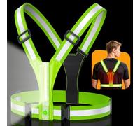 Glangeh Chaleco Reflectante para Correr LED 360°, Chaleco de Seguridad Reflectante Súper Luminosas, Tirantes Reflectantes Ajustable e Impermeable IPX5 para Caminar/Ciclismo（Hombres Mujeres Niños）