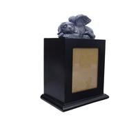 Glanhbnol Caja de urna de madera delicada para mascotas, puede colocar una foto de urnas conmemorativas de mascotas con estatua de perro angélica, caja de recuerdo de mascotas, caja de urna para