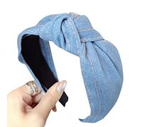 Glanhbnol Diadema anudada de mezclilla azul para decoraciones de fiesta K-POP para festivales de música, cabina de fotos para fotografía de niñas