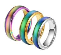 Glanzend 3 anillos de humor, 1,6 cm, 1,7 cm y 1,8 cm, anillo de emoción de temperatura, acero inoxidable que cambia de color, para novio, novia, fiesta diaria, cumpleaños, día de San Valentín