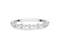 Glanzstücke München Anillo para mujer 925/- plata de ley | Rodiado, anillo de memoria, circonita, blanco, facetado