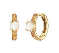 Glanzstücke München Pendientes creole para Mujer Plata de ley 925 Dorado amarillo 18 quilate con Piedra de luna
