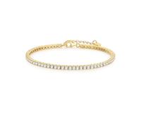 Glanzstücke München Pulsera para mujer 925/- plata de ley oro amarillo | chapado en oro amarillo de 14 quilates, pulsera de tenis, circonita, blanco, facetado, cierre de mosquetón