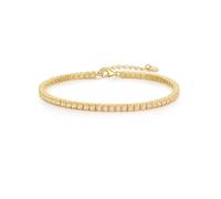 Glanzstücke München Pulsera para mujer 925/- plata de ley oro amarillo | Chapado en oro amarillo de 14 quilates, pulsera de tenis, circonita, albaricoque, facetado, mosquetón