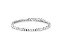 Glanzstücke München Pulsera para mujer 925/- plata de ley | Rodiado, pulsera tenis, circonita, blanca, facetada, cierre de mosquetón