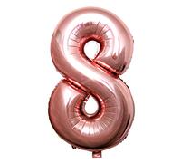 Glanzzeit Globos de oro rosa de 34 pulgadas con letras de la A a la Z, números del 0 al 9, globos de helio para novia, baby shower, boda, cumpleaños, fiesta de graduación, decoración (número 8)