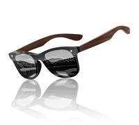 Glapeame Gafas de sol con patas de madera, para hombre, mujer, polarizadas, negras, gafas de sol, UV400, tonos retro, unisex, accesorios para hombre, para golf, pesca, viajes, 1-negro-gris